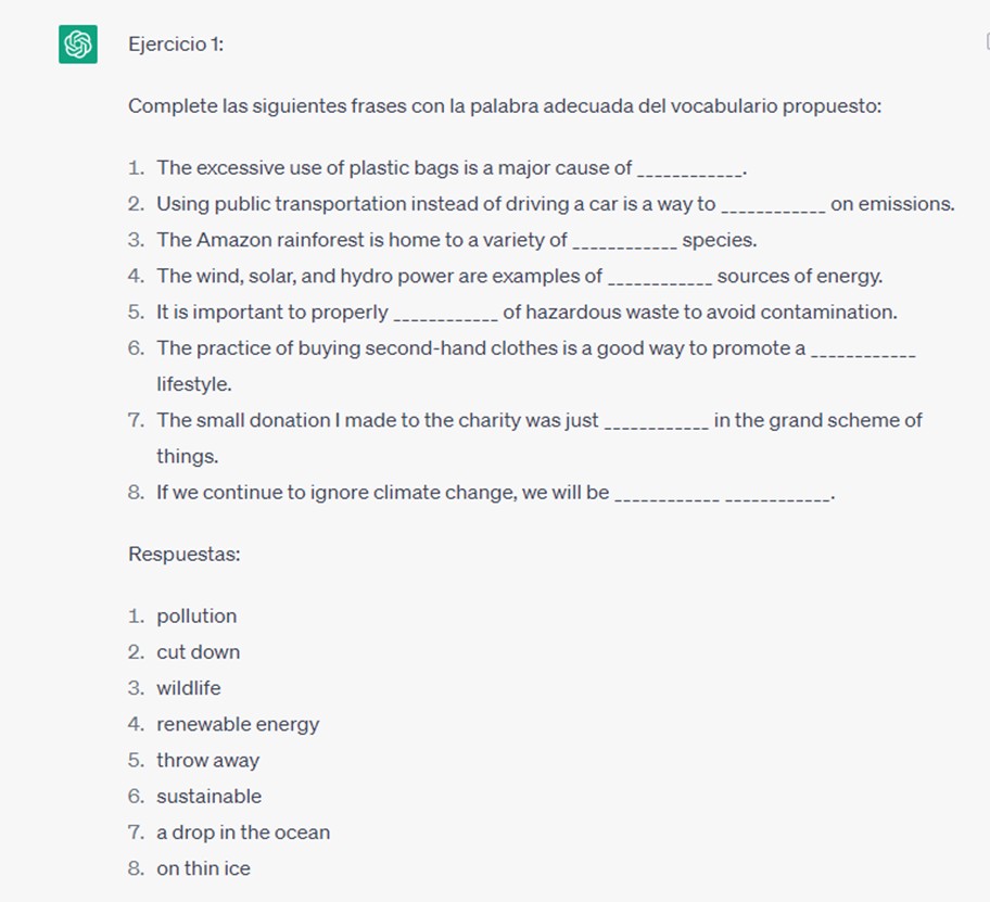 Practica Inglés con ejercicios personalizados con Chatgpt